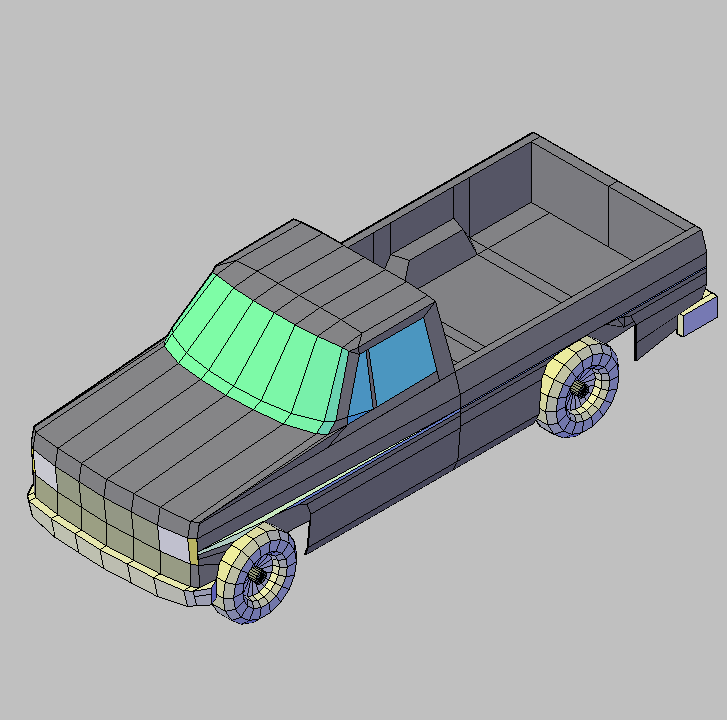 Bloque Autocad Vista de Coche Pick-UP Bibliot. 2D-3D en 3D